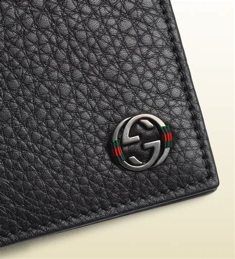 gucci mens canvas black leather trim slim wallet|men's gucci wallet on sale.